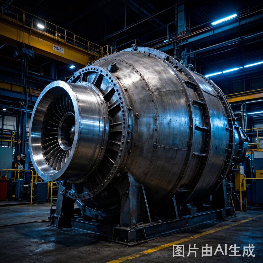 GT13E2 gas turbine unit on factory floor