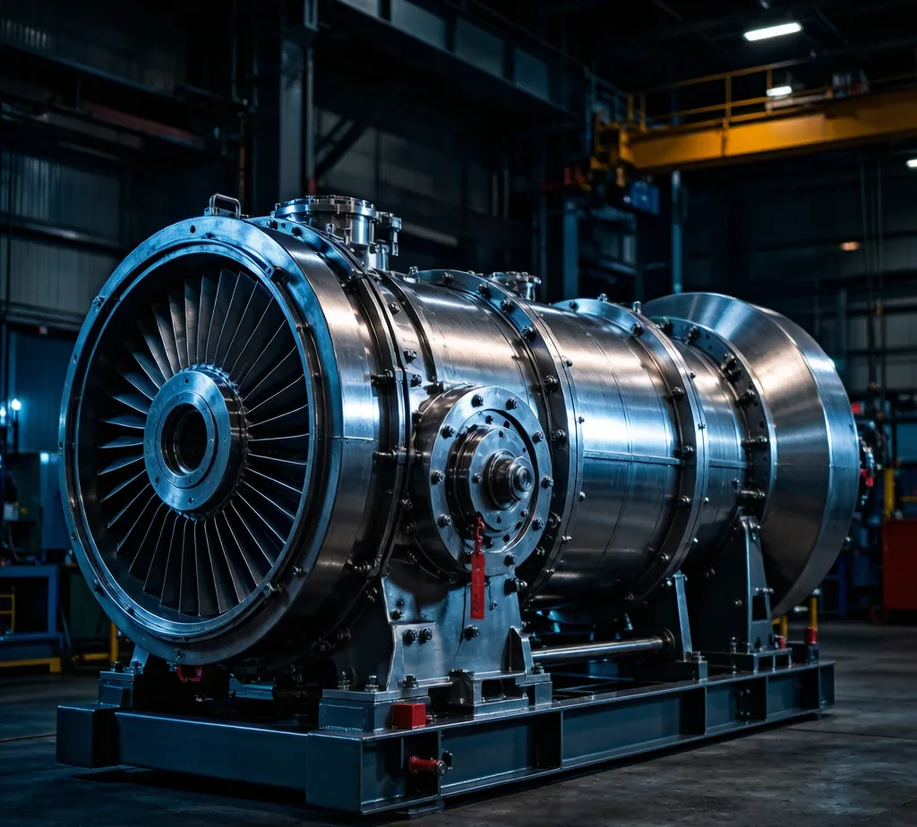 GT13E2 gas turbine unit on factory floor
